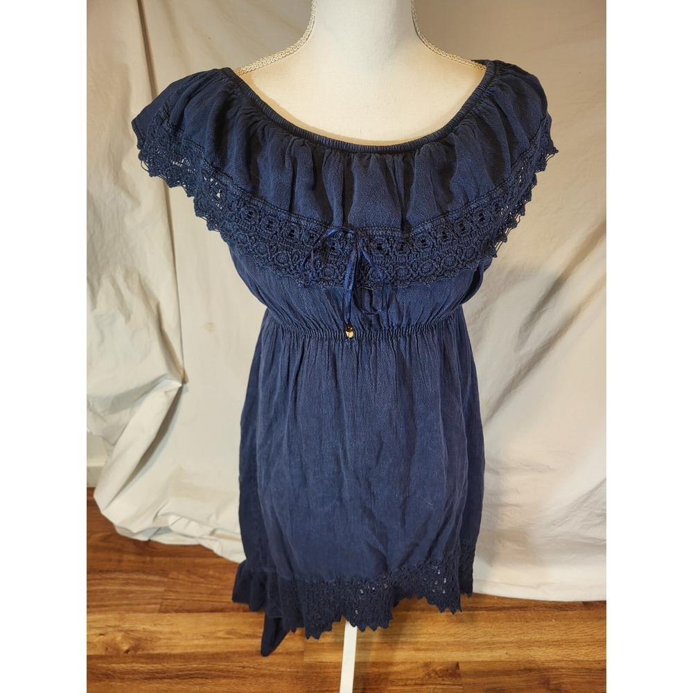 Resort Wear Seaspice‎ Navy Blue Off The Shoulder Dress Size L High Low